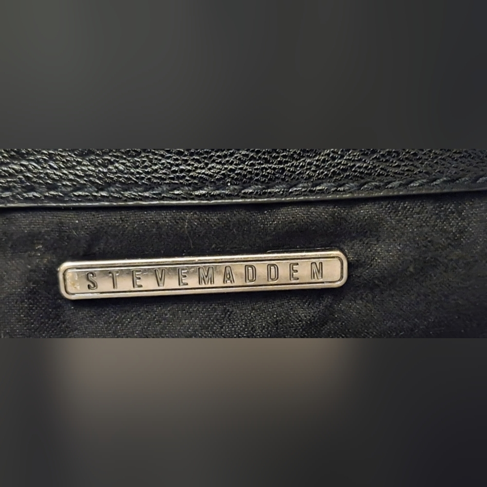 NWT Steve Madden BBRONX Satchel - Black Moto Studded Bag with Chain - Picture 11 of 15